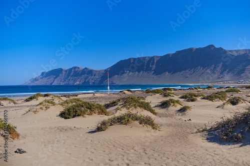 famous Famara surfer beach in Lanzarote  Canary Islands