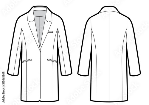 womans classic coat bw sketch