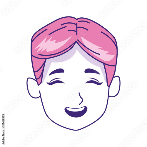 boy face laughing icon, flat design