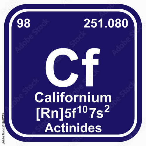 Californium Periodic Table of the Elements Vector illustration eps 10
