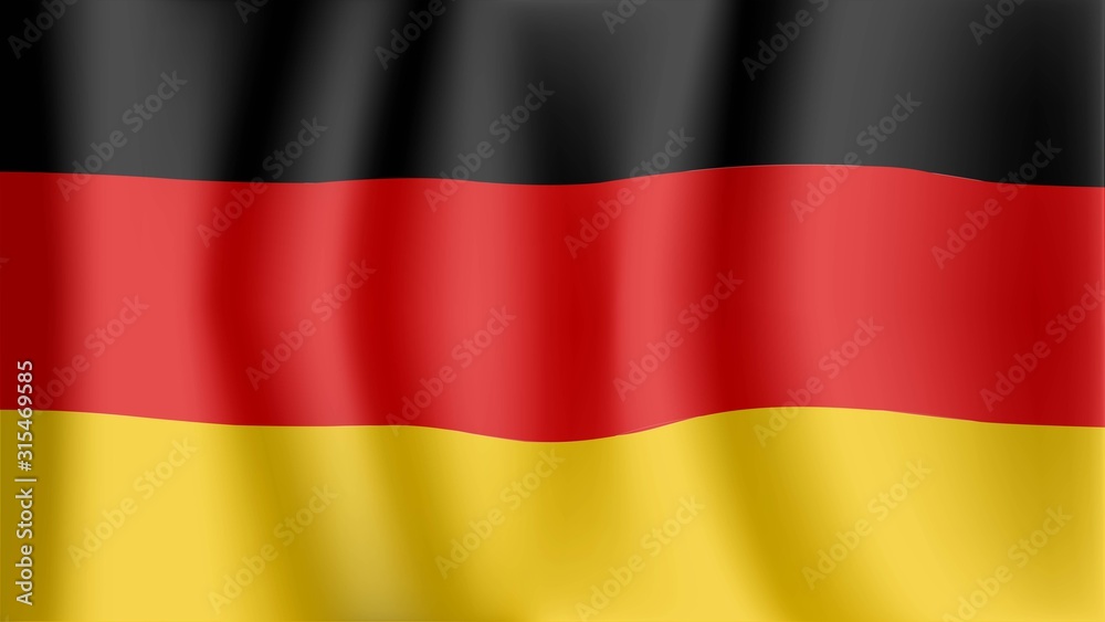 Fototapeta premium Vector background with German flag, Germany flag rippled in the wind