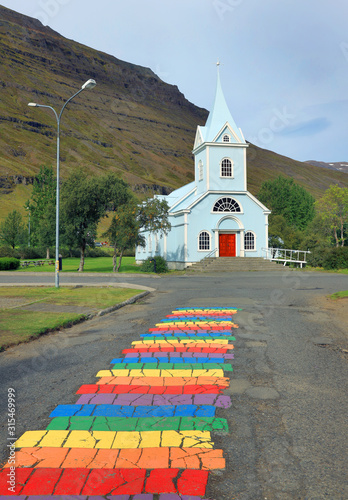 Canvas Print Seydisfjordur resort in East Iceland, Europe