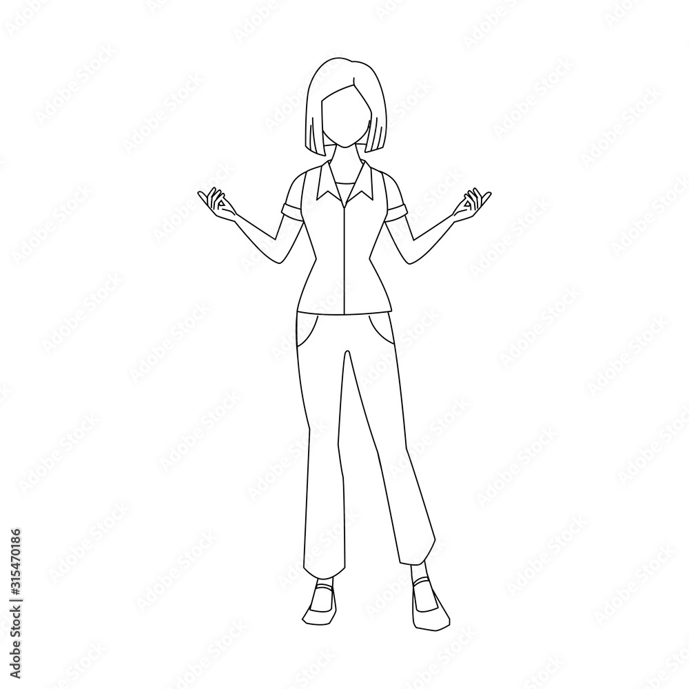 woman standing with arms open, flat design woman standing with arms open, flat design