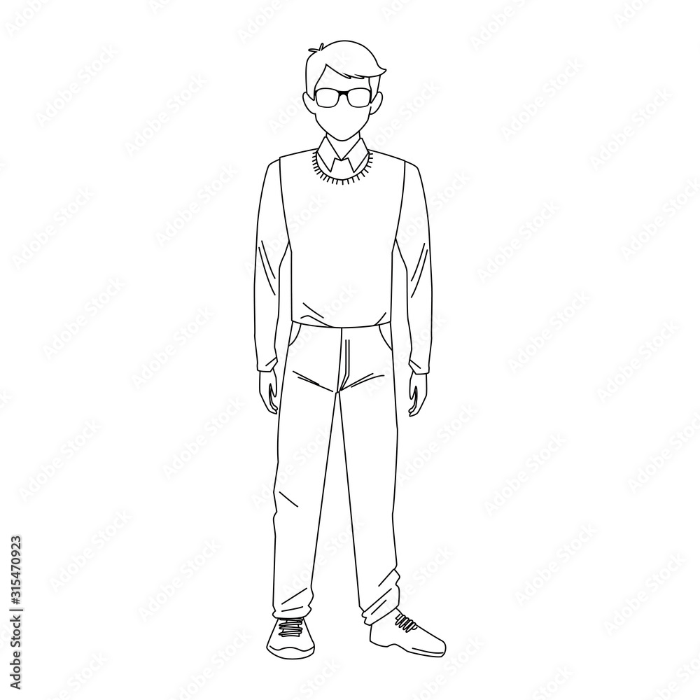 man with casual clothes standing icon, flat design man with casual clothes standing icon, flat design