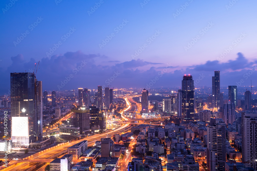 Tel Aviv Skyline At Sunset,  Tel Aviv Cityscape, Israel