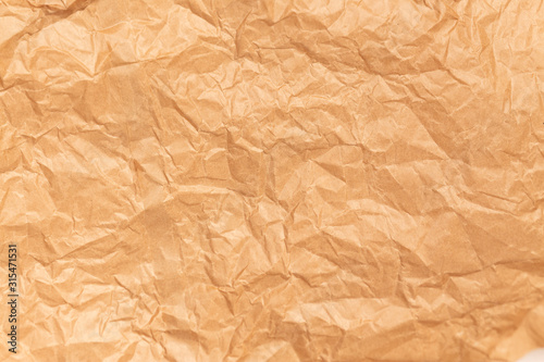 Crumpled Brown Paper Background close up