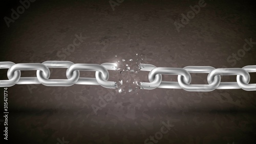 Broken metal chain, the weakest link