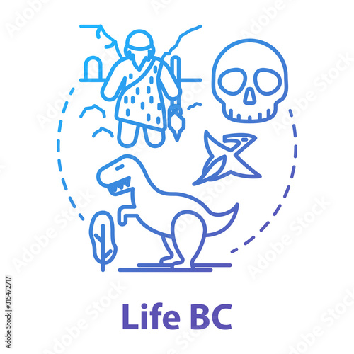 Life BC concept icon. Paleontological research. Studying development of life on planet. Evolution theory. Vector isolated outline RGB color drawing