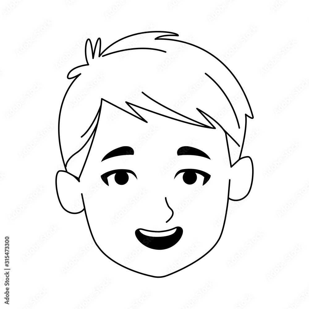 boy face smiling icon, flat design boy face smiling icon, flat design