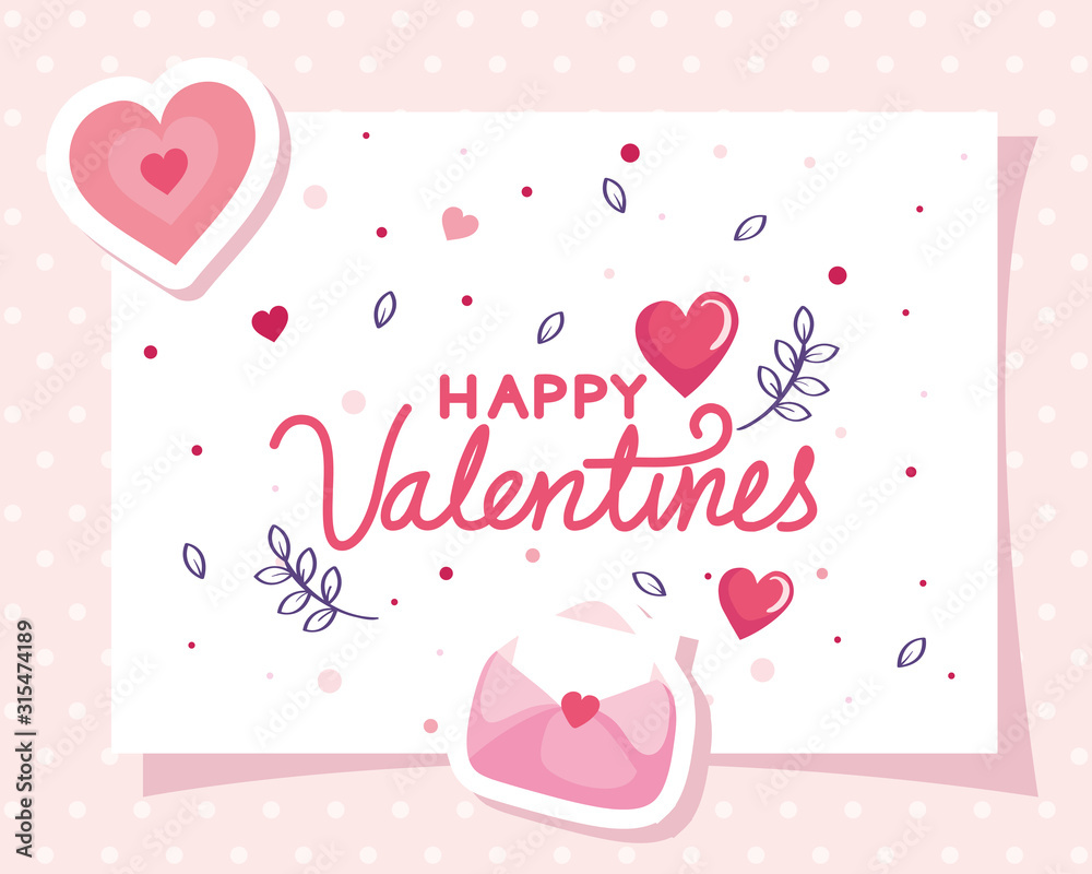 happy valentines day card with decoration vector illustration design