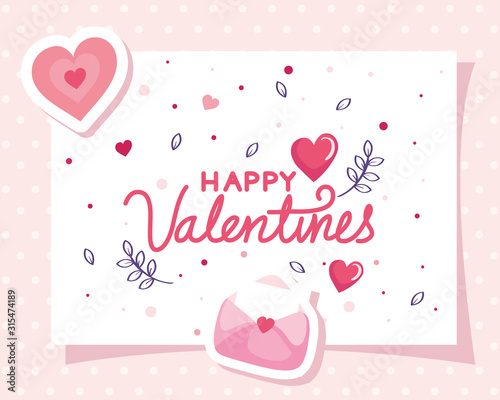 happy valentines day card with decoration vector illustration design © Gstudio