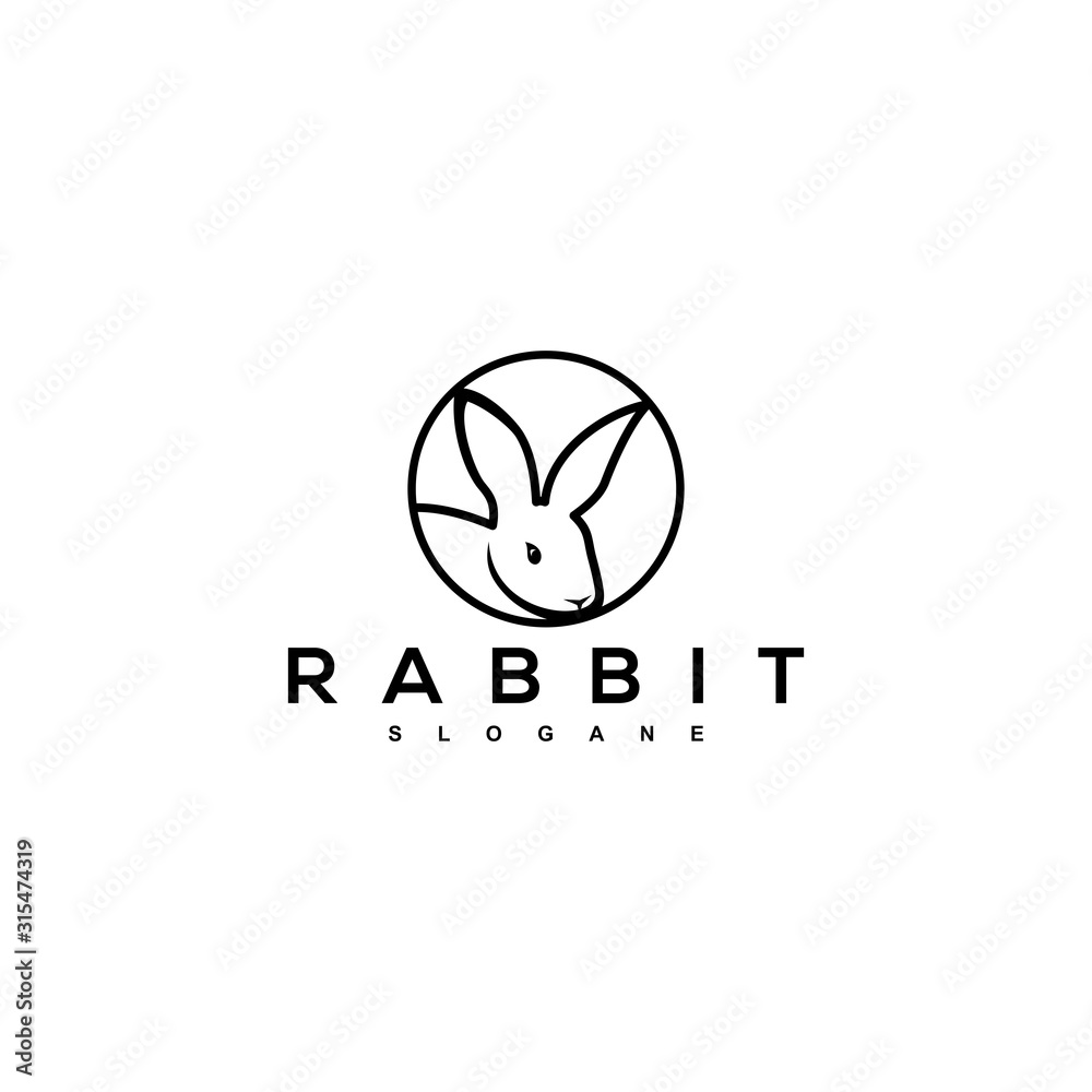 Naklejka rabbit head logo design black vector art
