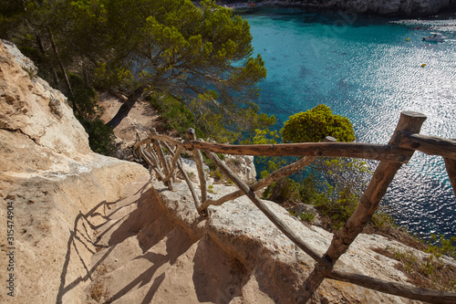 The footpath along Cala Macarella in Menorca,Balearic Islands, Spain