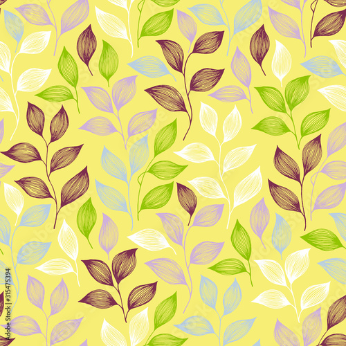 Wrapping tea leaves pattern seamless vector illustration.