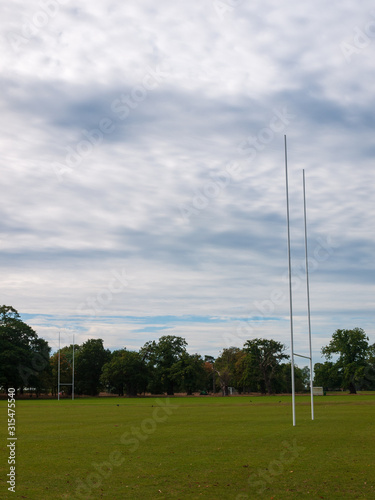 Outside sports field college university goal posts football rugby