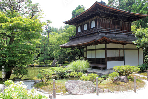 Kyoto, Japan - July 16, 2019: Ginkaku-ji, also known as Temple of the Silver Pavilion, is a Zen temple with gardens