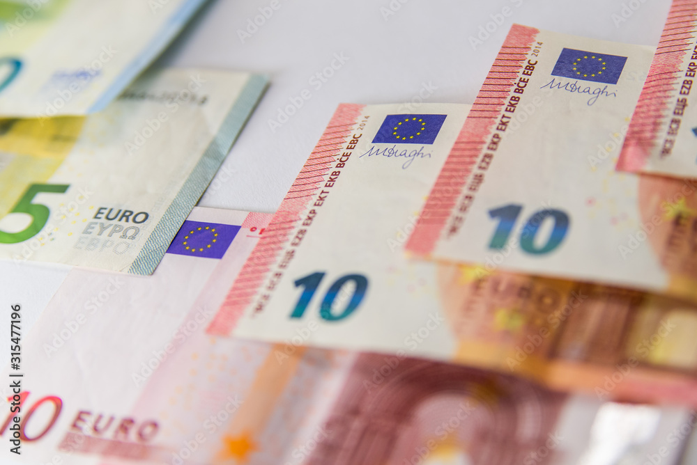 Euro banknotes isolated over white with clipping path Euro banknotes isolated over white with clipping path