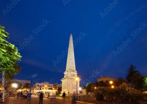 Born square with the obelisk in the old town of Ciutadella , Minorca, Balearic Islands, Spain © Massimo Pizzotti