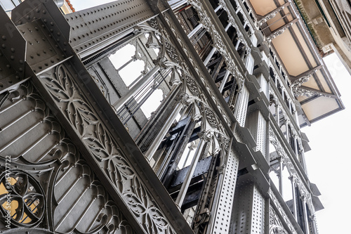 Image of the famous elevator in Lisbon: Santa Justa elevator or the Santa Justa elevator. It attracts many tourists