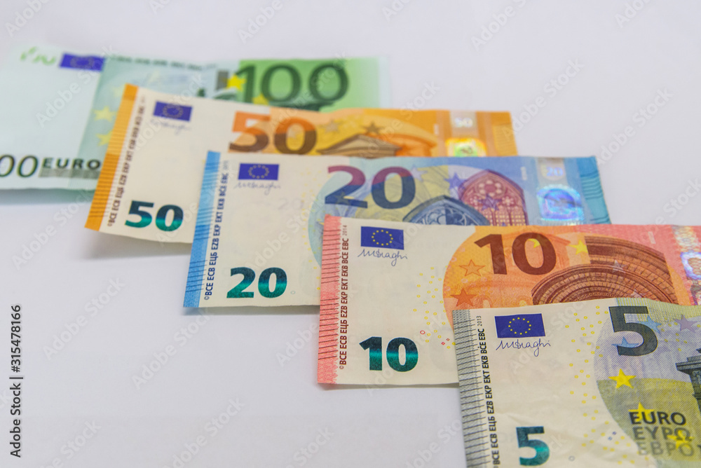 Euro banknotes isolated over white with clipping path Euro banknotes isolated over white with clipping path