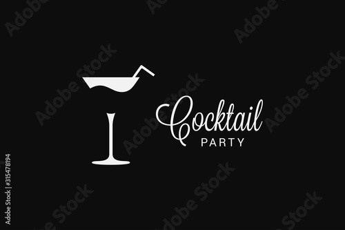 Cocktail fresh glass logo on black background