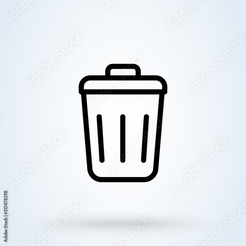 trash can outline, Simple vector modern icon design illustration.
