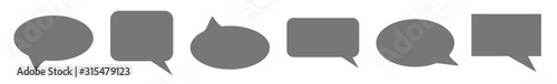 Speech Bubble Balloon Icon gray | Blank Bubbles | Communication Symbol | Message Logo | Cartoon Sign | Isolated | Variations