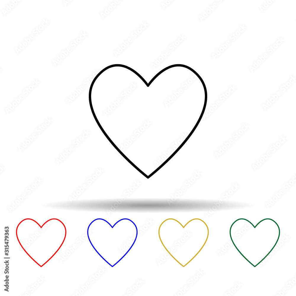 a heart multi color style icon. Simple thin line, outline vector of web icons for ui and ux, website or mobile application
