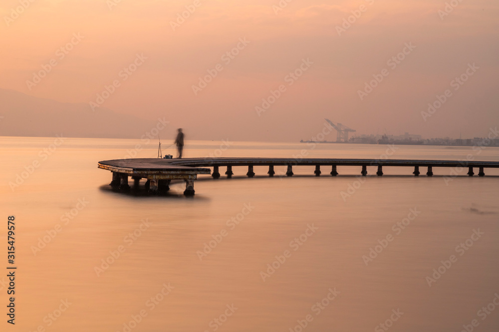Fototapeta premium Sekapark, Izmit, Kocaeli. Beautiful natural park on seacoast. Sunset sea view in Turkey.
