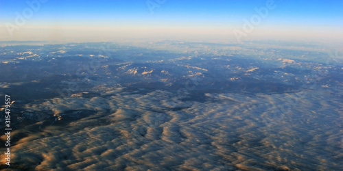 Morning in flight over Mongolia