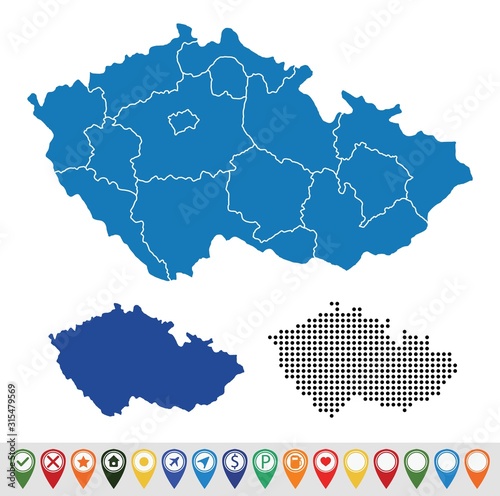 Set outline maps of Czech Republic
