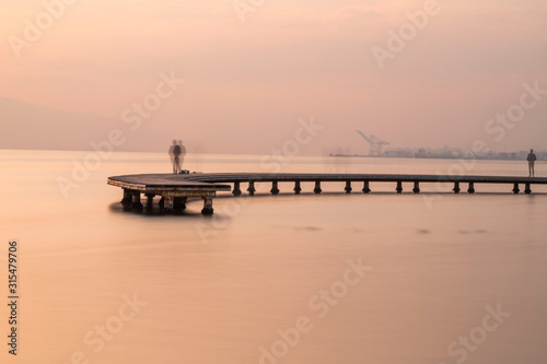 Sekapark  Izmit  Kocaeli. Beautiful natural park on seacoast. Sunset sea view in Turkey.