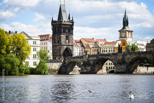 Canvas Print close up view of the Vltava river