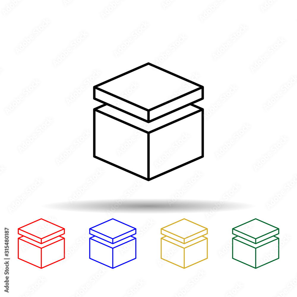 box with lid multi color style icon. Simple thin line, outline vector of web icons for ui and ux, website or mobile application box with lid multi color style icon. Simple thin line, outline vector of web icons for ui and ux, website or mobile application