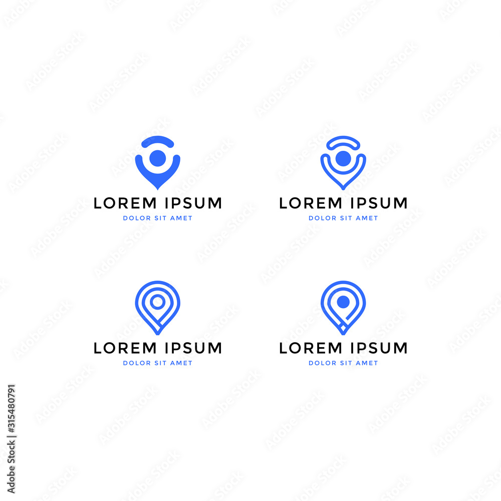 Set vector logo design icon. Location, point, map. Modern simple style