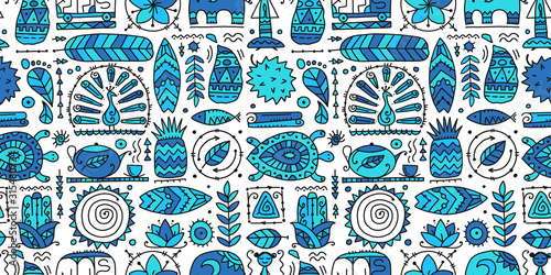 Sri Lanka art travel, tribal seamless pattern for your design