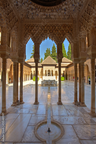 The Court of the Lions, Nasrid palace, Alhambra complex, Granada, Andalusia, Spain photo