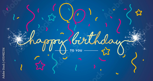 Photography Happy Birthday handwritten lettering tipography sparkle firework colorful birthd