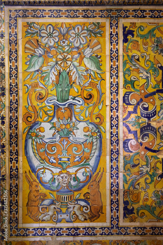 Decorations in Alcázar of Seville, Andalusia, Spain