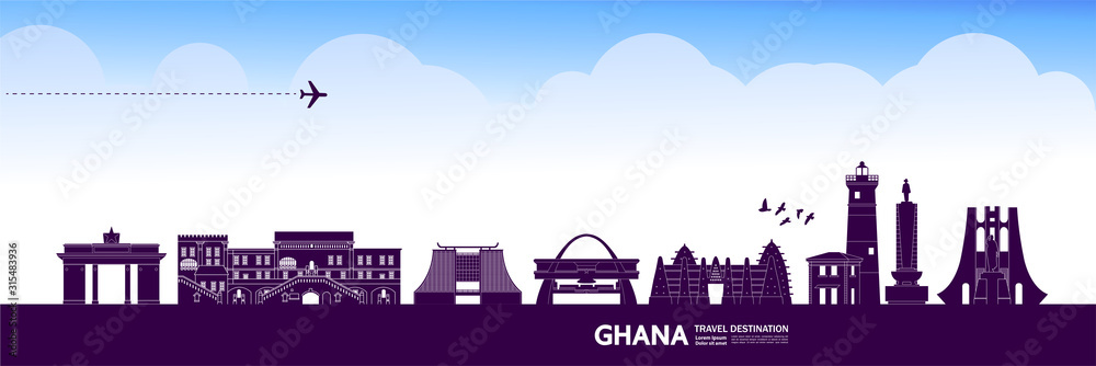 Ghana travel destination grand vector illustration. 