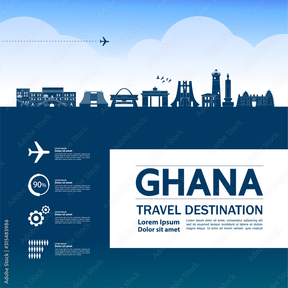 Ghana travel destination grand vector illustration. 