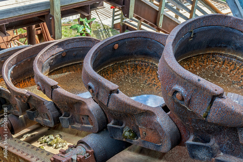 Old gold mining equipment in Alaska. From the Klondike gold rush times. 