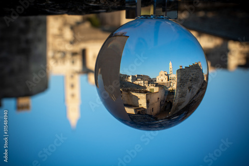 The Cathedral of Matera in Ialy in the Middle of the Sassi di Matera enlosed in a Cristal Sphere photo