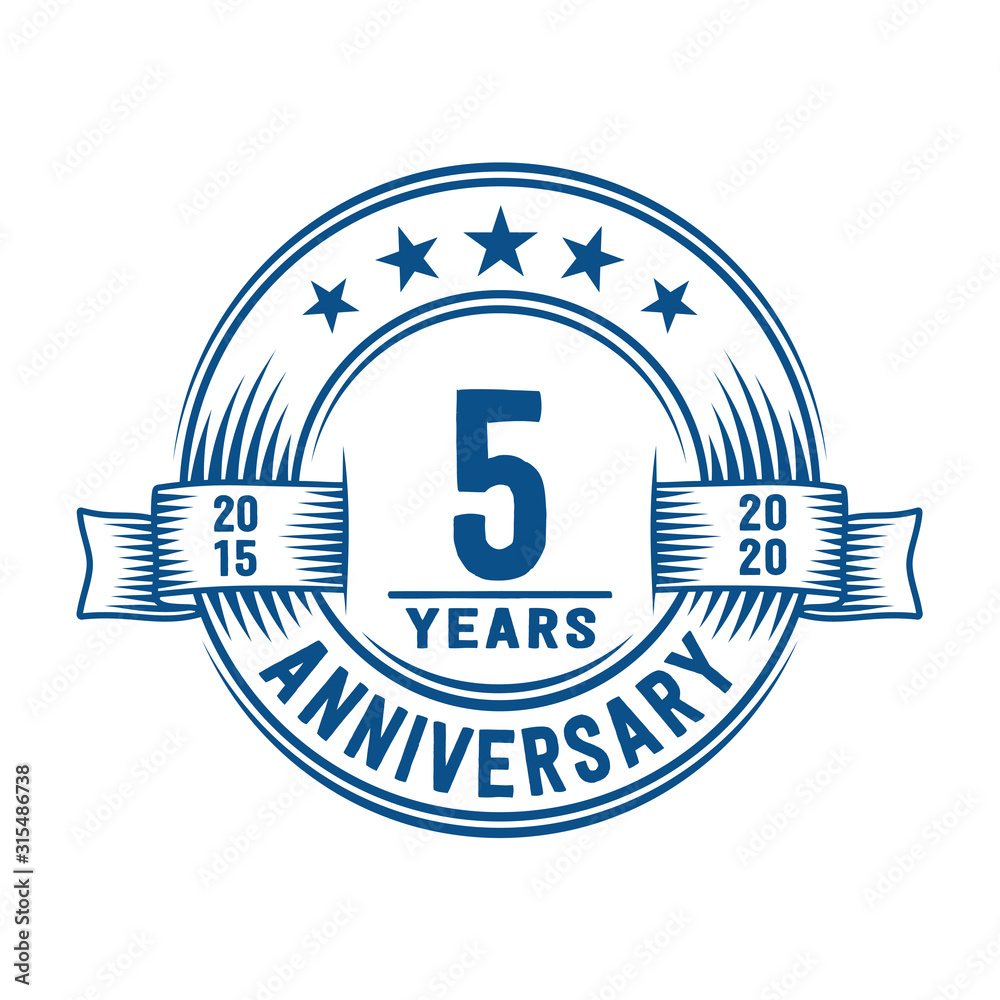 Fototapeta premium 5 years logo design template. 5th anniversary vector and illustration.