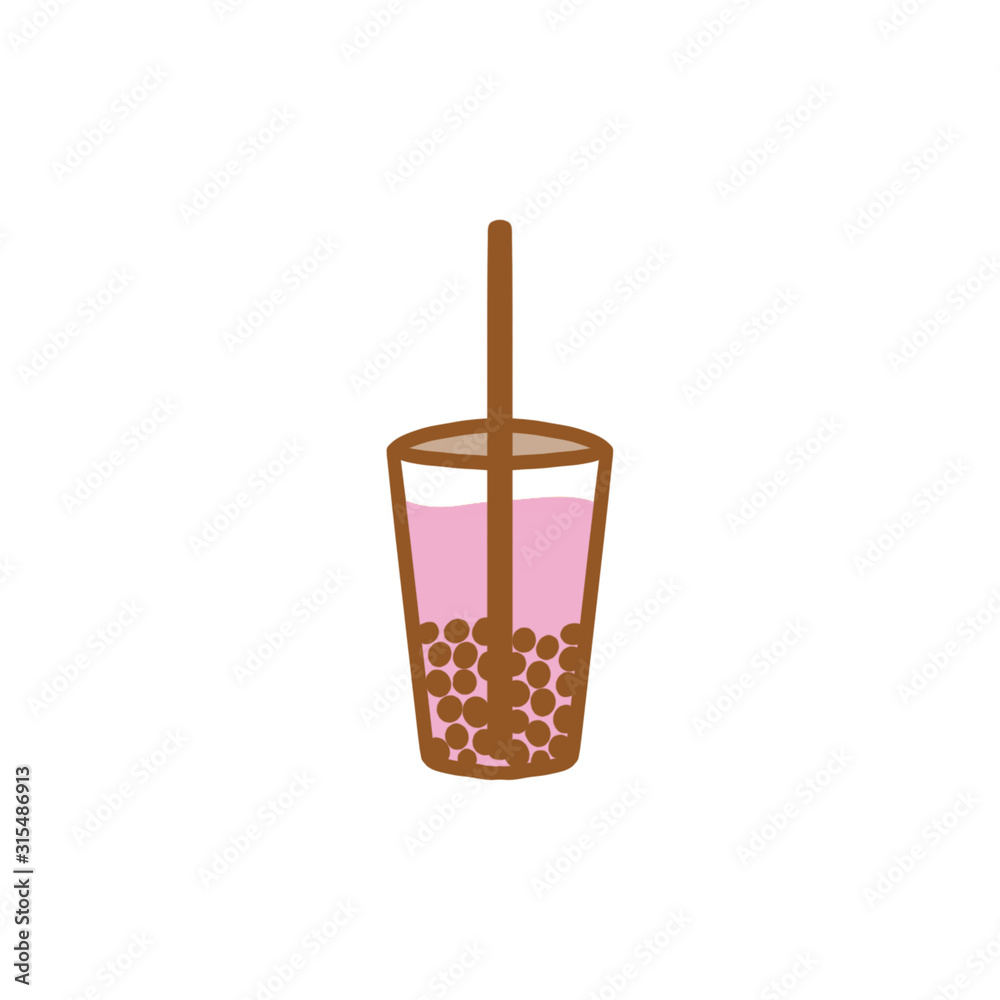 grape milk bubble tea in the large cup single icon cartoon style flat design digital illustration grape milk bubble tea in the large cup single icon cartoon style flat design digital illustration