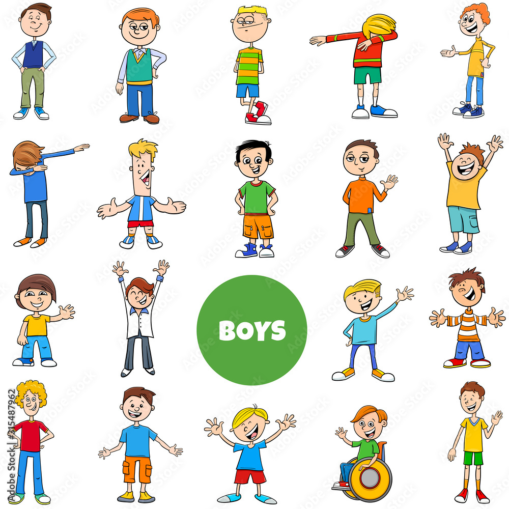 children and teen boys characters large set