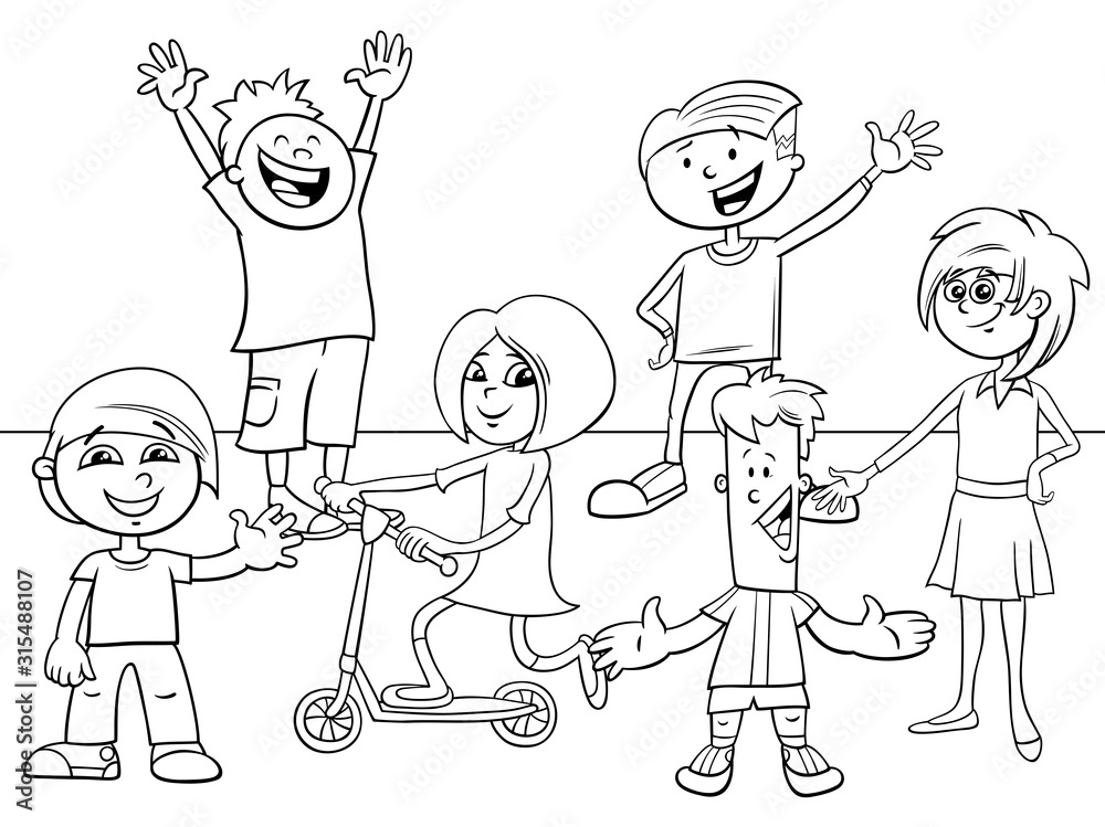 kids and teens characters coloring book page kids and teens characters coloring book page