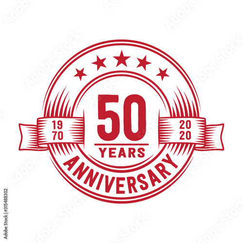 50 years logo design template. 50th anniversary vector and illustration.