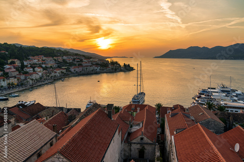 Sunset over the Croatian island of Korcula