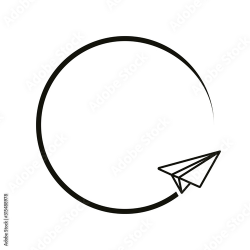 Travel the World paper Plane icon in circle. Vector illustration.
